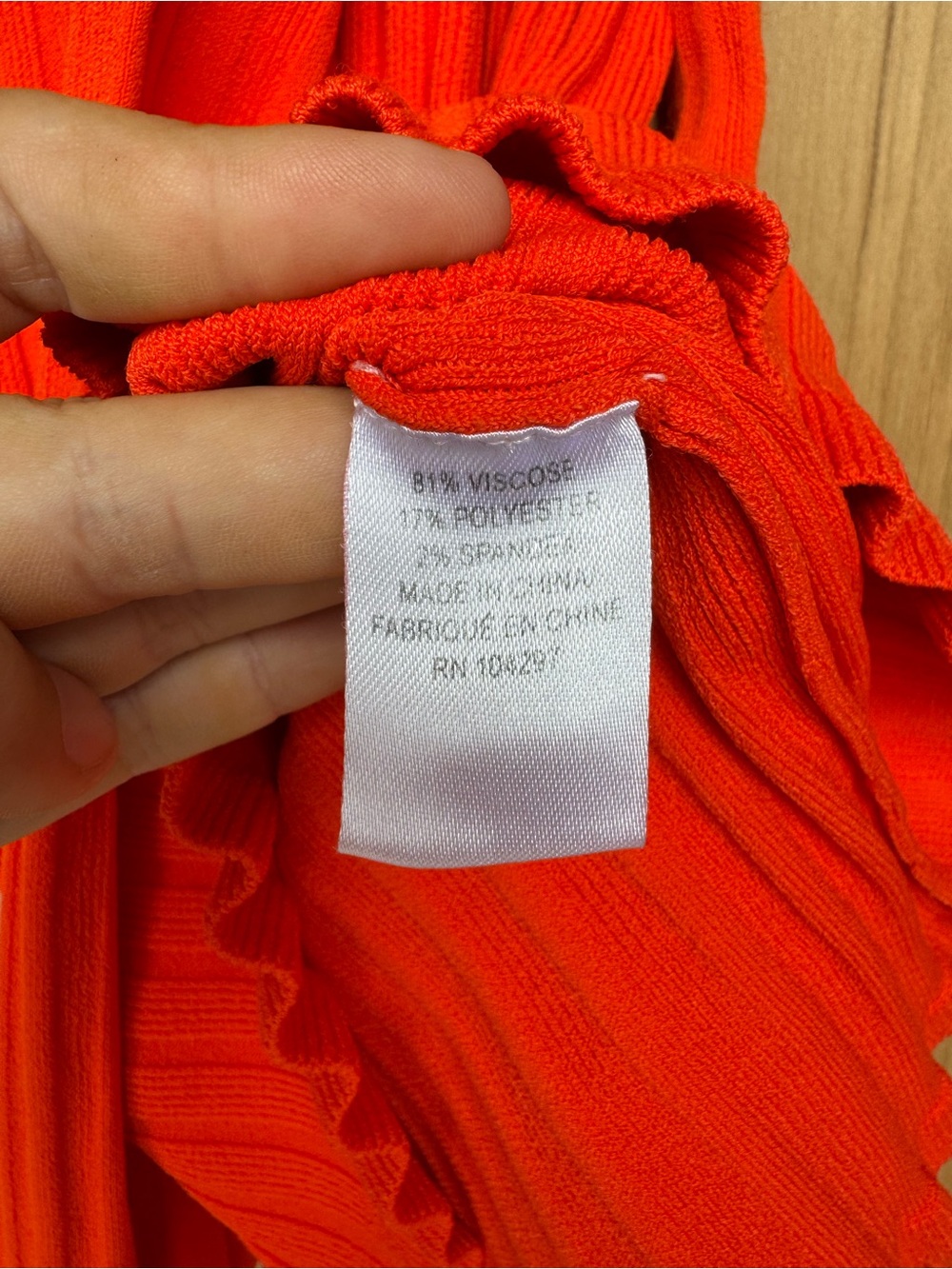 MILLY Persimmon Bold Orange V-Neck Rib Knit Wrap Dress - Picture 8 of 9